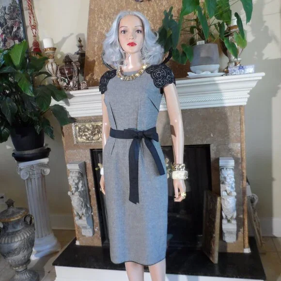 jason wu grey dress Jason Wu Grey Crew Neck Midi Satin Dress